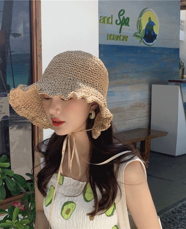 [여자 여름모자/햇빛가리개/왕골] 휴가 바캉스 나들이 여자 밀집 모자